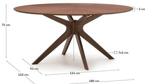 Étkezőasztal diófa dekoros asztallappal 110x180 cm Naanim – Kave Home