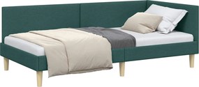 vidaXL Sarokágy keret Sötétzöld 80 cm x 200 cm Szövet és Plywood