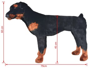 fekete és barna álló rottweiler kutya plüssjáték XXL