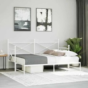 Daybed with Trundle without Mattress White 90x200 cm acél