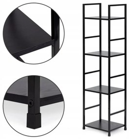 Intenso Home 4 szintes nyitott könyvespolc 29 x 112cm (Fekete) | Univerzális tároló állvány fém lábakkal