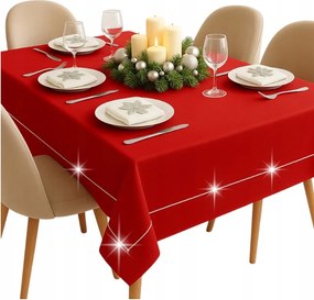 Piros abrosz nagy asztalra klasszikus Karácsonyi ezüst 150x300