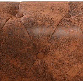 vidaXL 6 személyes barna műbőr Chesterfield sarok kanapé