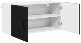 Fali konyhaszekrény polcokkal Fekete 80 x 31 x 40 cm Faanyag