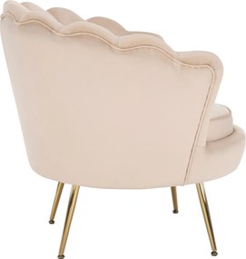 Fotel Art-deco stílusban, bézs Velvet anyag/gold chróm-arany, NOBLIN