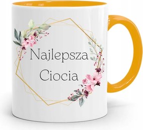 Sárga Bögre Ajándék Nagynéninek A Legjobb Néni fényképes nyomtatással