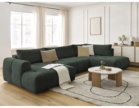Zöld kinyitható-tárolóhelyes sarokkanapé (jobb oldali-U alakú) Fuji – Bobochic Paris