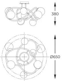 Zuma Line MX4922-8-EBGN - Felületre szerelhető csillár NISYRO 8xG9/3,5W/230V fekete