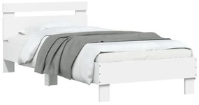 fehér ágykeret fejtámlával és LED-világítással 90 x 190 cm