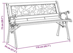 Kerti pad rózsás háttámlával 116 cm Fa