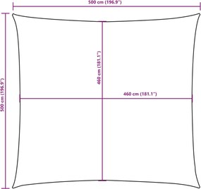 Bézs négyzet alakú oxford-szövet napvitorla 5 x 5 m
