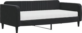 vidaXL fekete bársony heverő matraccal 90 x 190 cm