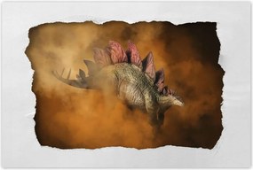 Poszterek 90x60 Stegosaurus a fĂŒst hĂĄtterĂ©ben