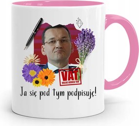 Rózsaszín Politikai Bögre Mateusz Morawiecki Miniszterelnök fényképes nyomtatással
