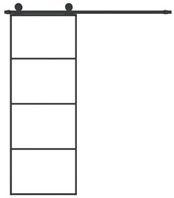 ESG üveg és alumínium tolóajtó fémszerelvény-szettel 76x205 cm