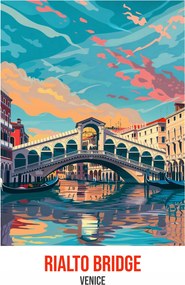 Poszter 56,6x86,4cm Rialto Bridge, Velence