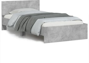 vidaXL betonszürke szerelt fa ágykeret fejtámlával 100x200 cm
