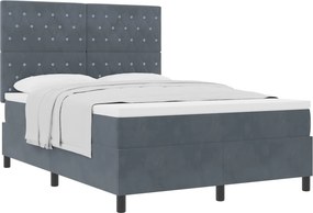 vidaXL Boxrugós ágy matracmal Sötétszürke 140 x 190 cm szövet