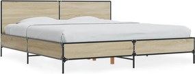 vidaXL sonoma tölgyszínű szerelt fa és fém ágykeret 180 x 200 cm