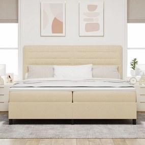 Box Spring Ágy Matraccal Krém 200x200 cm Szövet