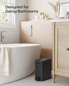 Fürdőszobai szemetes, 5 literes, rozsdamentes acél szemetes, fekete