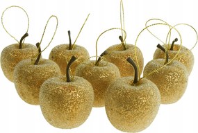 Bombák Alma Medálok Karácsonyfára Csillámos Alma Díszek 9db Arany