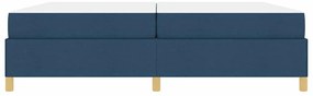 Boxrugós ágy Kék és Sötétkék és Fehér 200 x 200 cm szövet