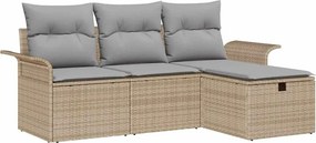 vidaXL Kerti Kanapé Szett párnával tárolóval 4 pcs Bézs Poli rattan