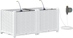 vidaXL Kerti cserép 2 pcs Fehér Acél