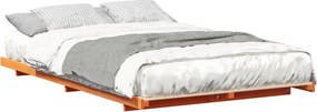 vidaXL Földi ágykeret Viaszbarna 120 x 200 cm Tömör fenyőfa