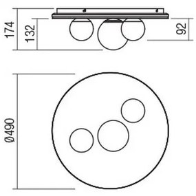 Redo 01-2466 - CORUM LED mennyezeti lámpatest 48W/230V 3000K CRI 90 fekete