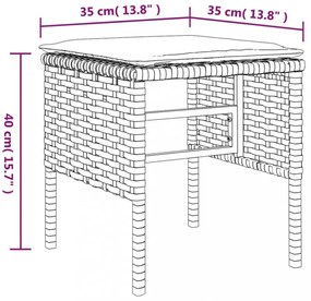 4 db fekete polyrattan kerti lábzsámoly párnákkal