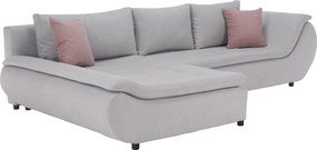 Ülőgarnitúra, világosszürke/púderrózsaszín, szövet, balos, BRATO