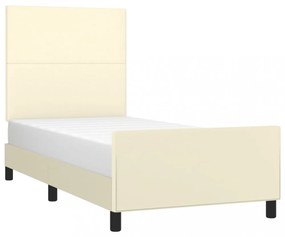 krémszínű műbőr ágykeret fejtámlával 80 x 200 cm