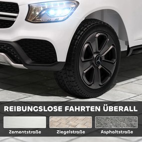 AIYAPLAY Elektromos gyerekautó, 12 V-os távirányítóval, LED lámpákkal, zenével, 3 sebességfokozattal, fehér