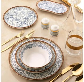 27 részes étkészlet kék/barna/porcelán