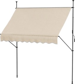 Outsunny Önálló Kézi Kihúzható Napernyő 2.5L x 1.2W x 2.1-3H m Állítható Dőlésszögű Erkélyhez Fúrás Nélkül Alumínium Fém Poliészter Homok | Aosom