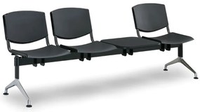 Design műanyag pad, 3 üléses + asztal, fekete