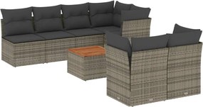 vidaXL 8 részes szürke polyrattan kerti ülőgarnitúra párnákkal