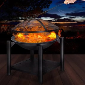 monzana® Kandalló ovális Ø55 cm tárolóhelyiséggel
