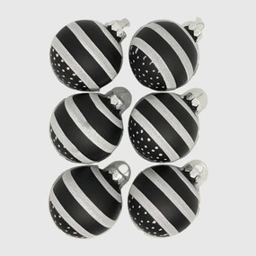 Stripe and dots kézzel festett üveg karácsonyi gömb szett 6*7cm