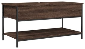 barna tölgy színű szerelt fa és fém dohányzóasztal 100x50x50 cm