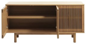 Natúr színű alacsony komód tölgyfa dekorral 143x70 cm Tiber – Unique Furniture