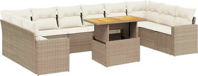 vidaXL 11 részes bézs polyrattan kerti ülőgarnitúra párnákkal