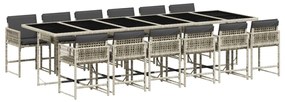 vidaXL 13 részes szürke polyrattan kerti étkezőgarnitúra párnákkal