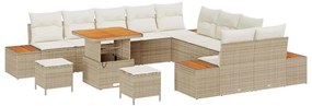 vidaXL Kerti Kanapé Szett párnával tárolóval 13 pcs Bézs Poli rattan