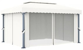 krémfehér alumíniumpavilon függönnyel 4 x 3 m