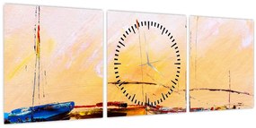 Kép - Csónak, festmény (órával) (90x30 cm)