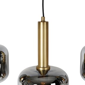 Okos függőlámpa fekete, arany és füstüveggel, ovális, 5 izzós, 5 Wifi A60-nal - Zuzanna