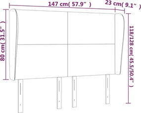 krémszínű műbőr fejtámla szárnyakkal 147x23x118/128 cm